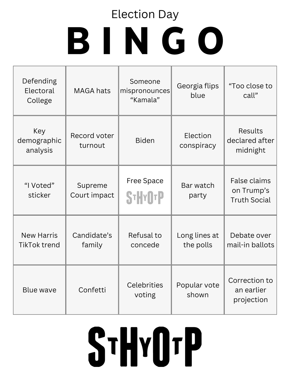 Election Day Bingo - free download