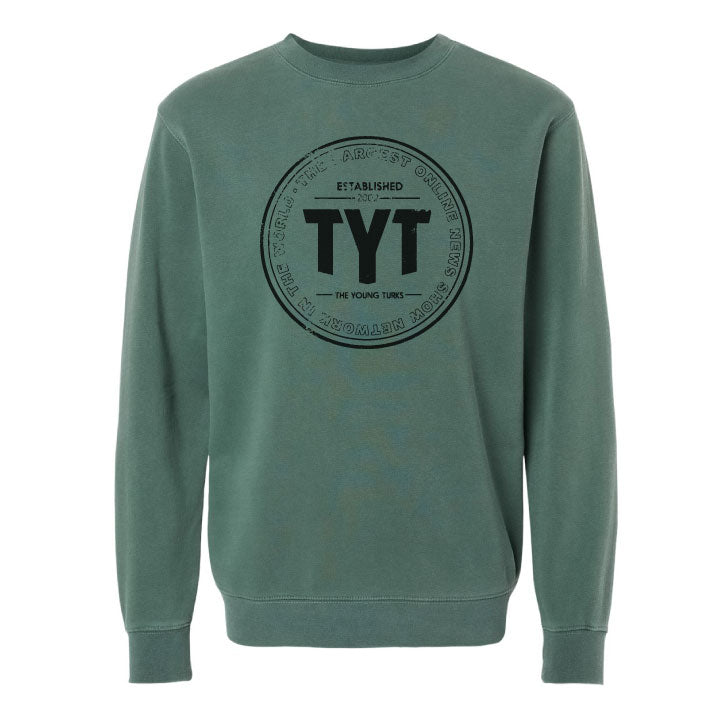 TYT Jersey con cuello redondo teñido con pigmento - Verde alpino
